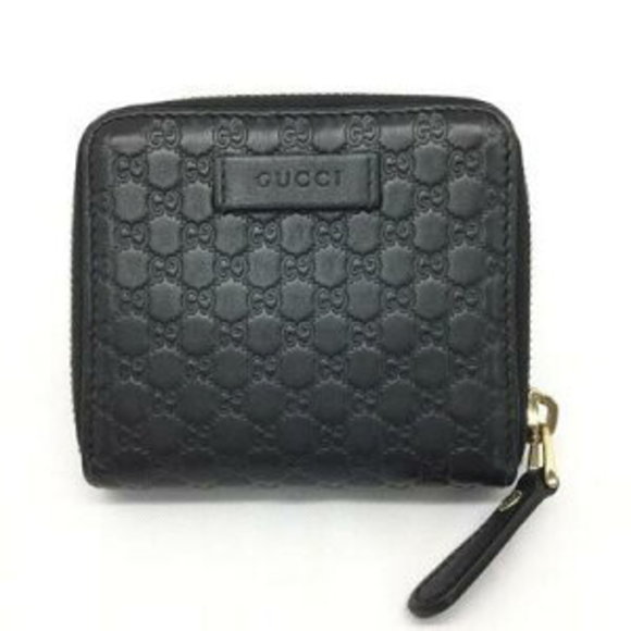 GUCCI Micro Guccissima Leather Bifold Wallet Black - Picture 1 of 7